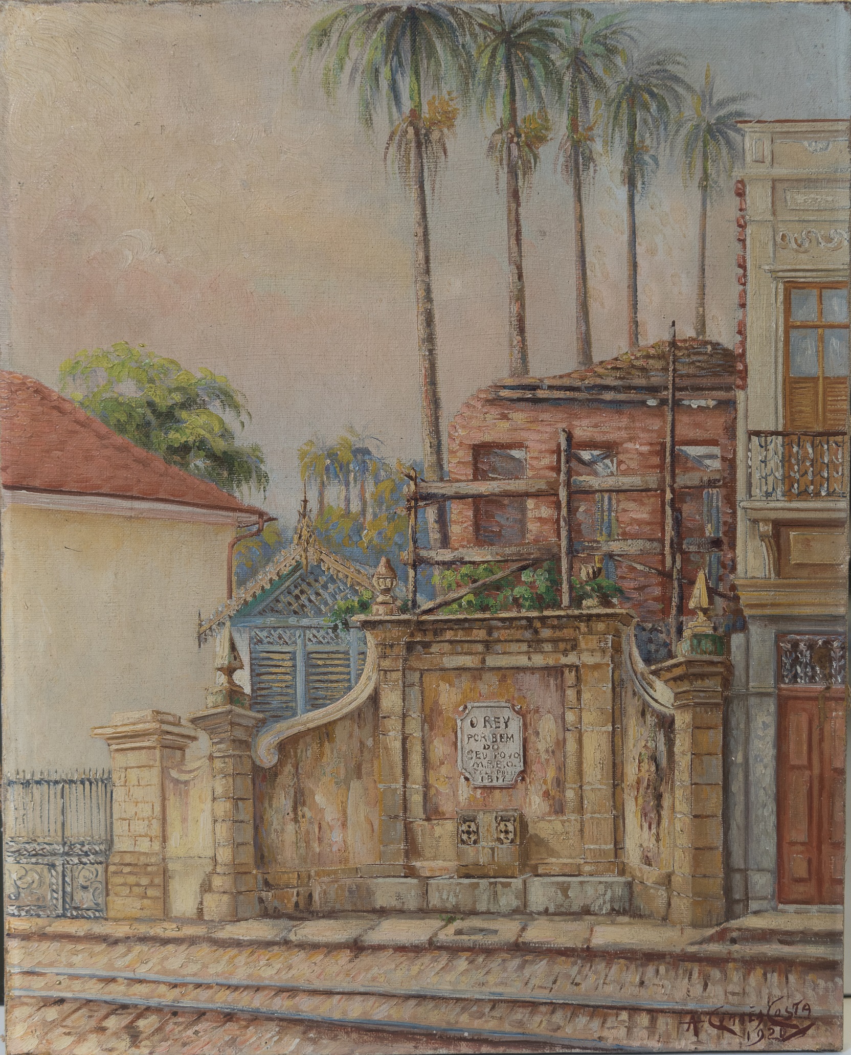 O quadro "Chafariz Rua do Riachuelo", pintado por Correa Costa em 1920, é uma das obras do MHN na exposição "Rios do Rio"