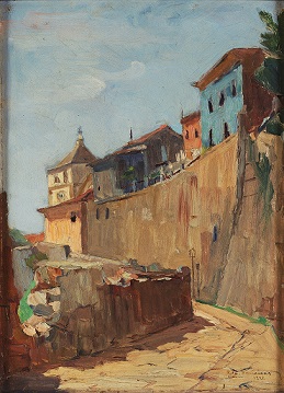 "Rio-1922": A pintura de Edgar Parreiras retrata a "Ladeira do morro do Castelo" e poderá ser vista na exposição 