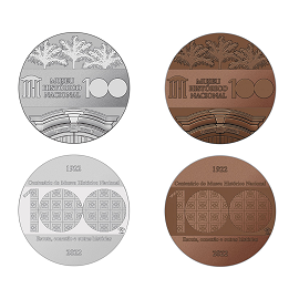 Medalhas em prata e bronze, lançadas pela Casa da Moeda, marcam o centenário do MHN