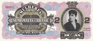 Anverso da cédula fantasia "Mulheres numismatas do Brasil"